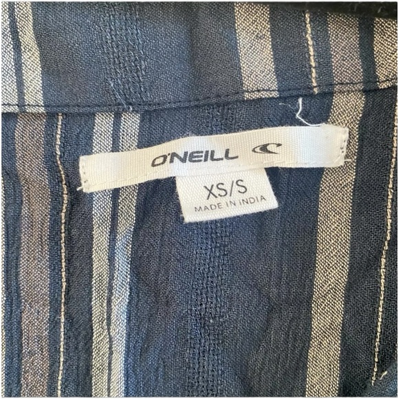 O'NEILL Cover Up Dress Black Brown Striped Hooded V-Neck Beach Pockets XS/S EUC - Picture 7 of 14